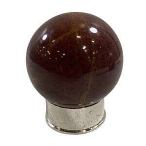 Polished Brown Stone Sphere on Stand Decorative Home Accent 6" Height